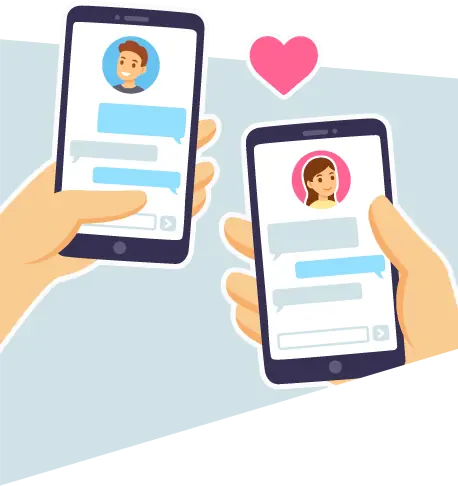 Illustration eines Chats auf zwei Smartphones